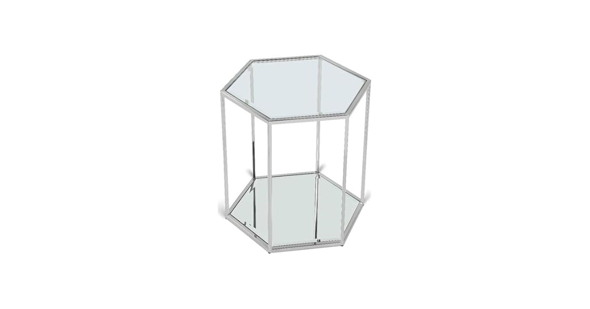 Sei Chrome Glass & Steel End/Side Table