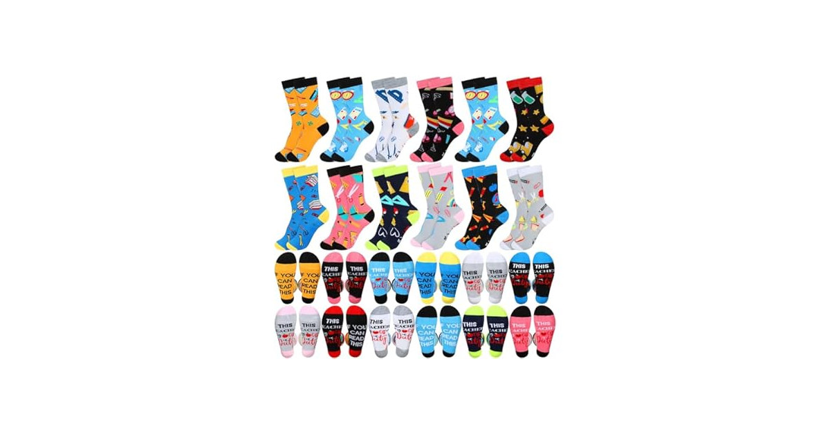 12 Pairs Womens Funny Crew Socks