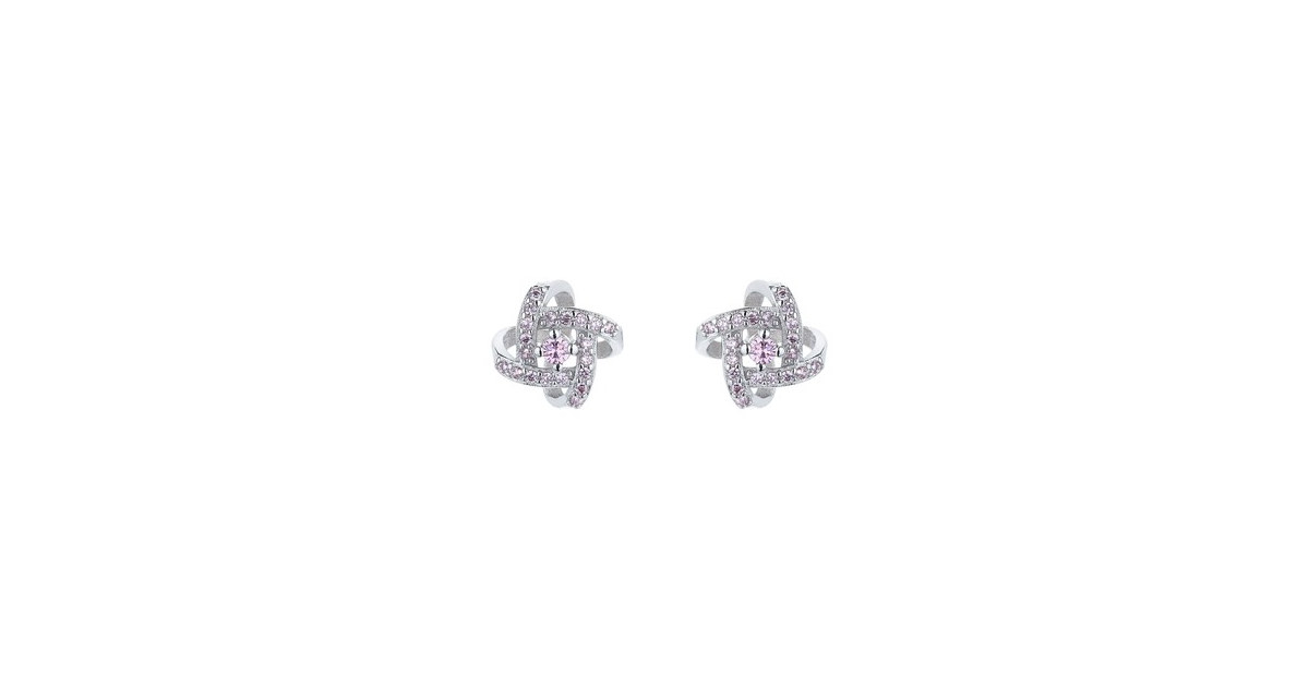 Sterling Silver Pink Knot Stud Earrings