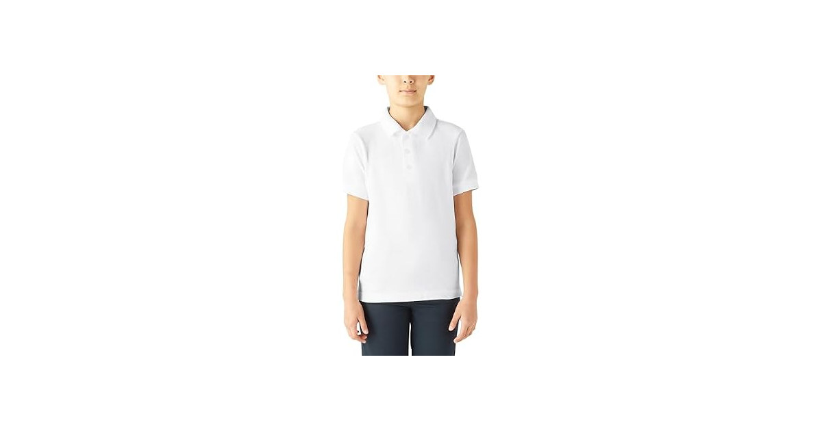 Dickies Boys (XXS) Short Sleeve Pique Polo White