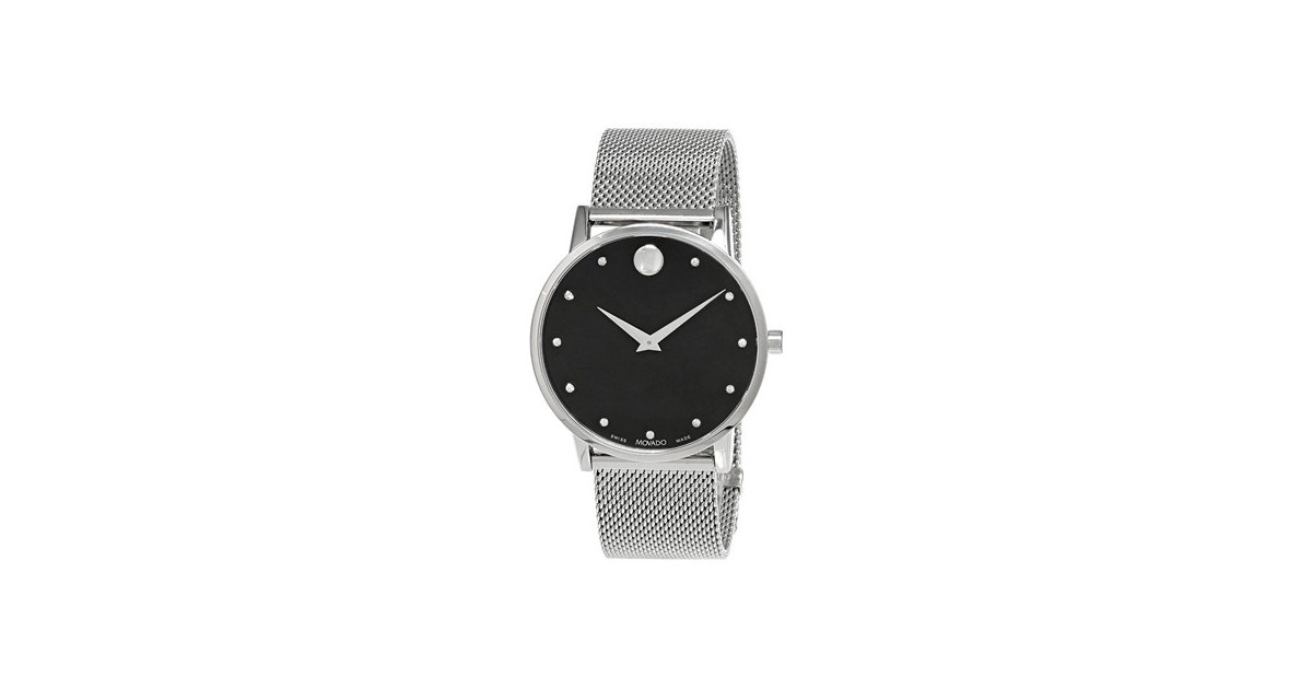Movado Museum Classic SS Black Diamond Dial Watch