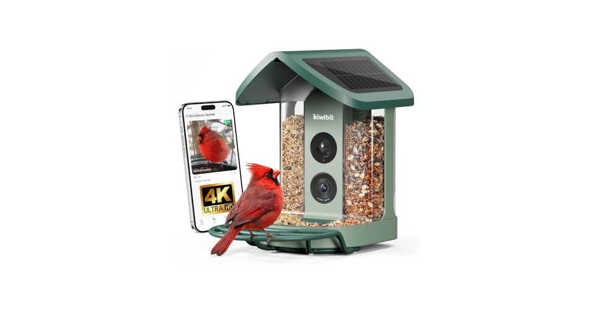 Kiwibit Solar Smart Bird Feeder 4K AI