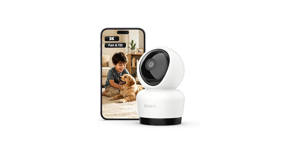 Swann 3K Indoor Pan Tilt WiFi Camera (1 or 2 Pack)