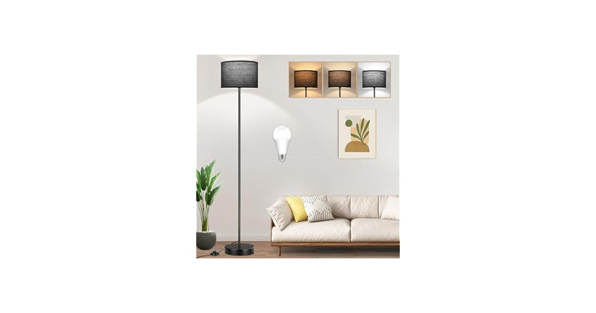 TOBUSA Black Floor Lamp for Bedroom