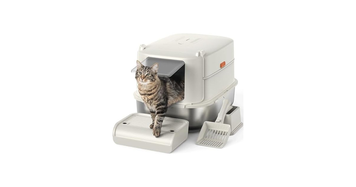 Enclosed Stainless Cat Litter Box
