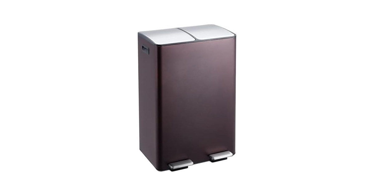 OUTLANE 16 Gal Dual Recycling Bin Brown