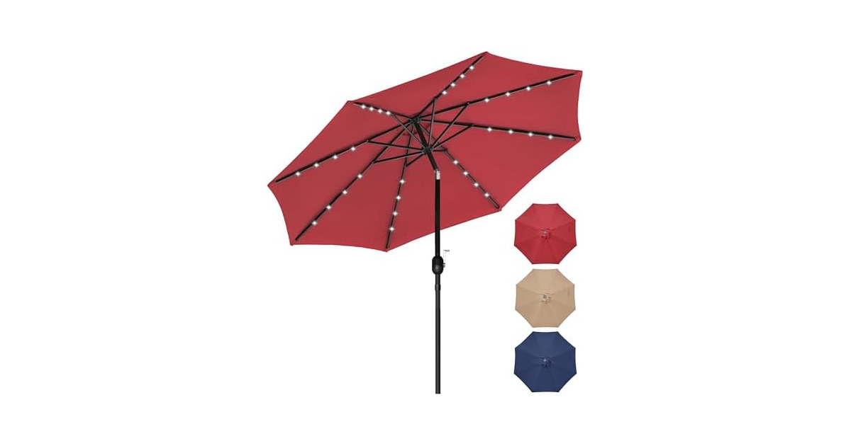 YSSOA 9ft Solar LED Lighted Patio, Red