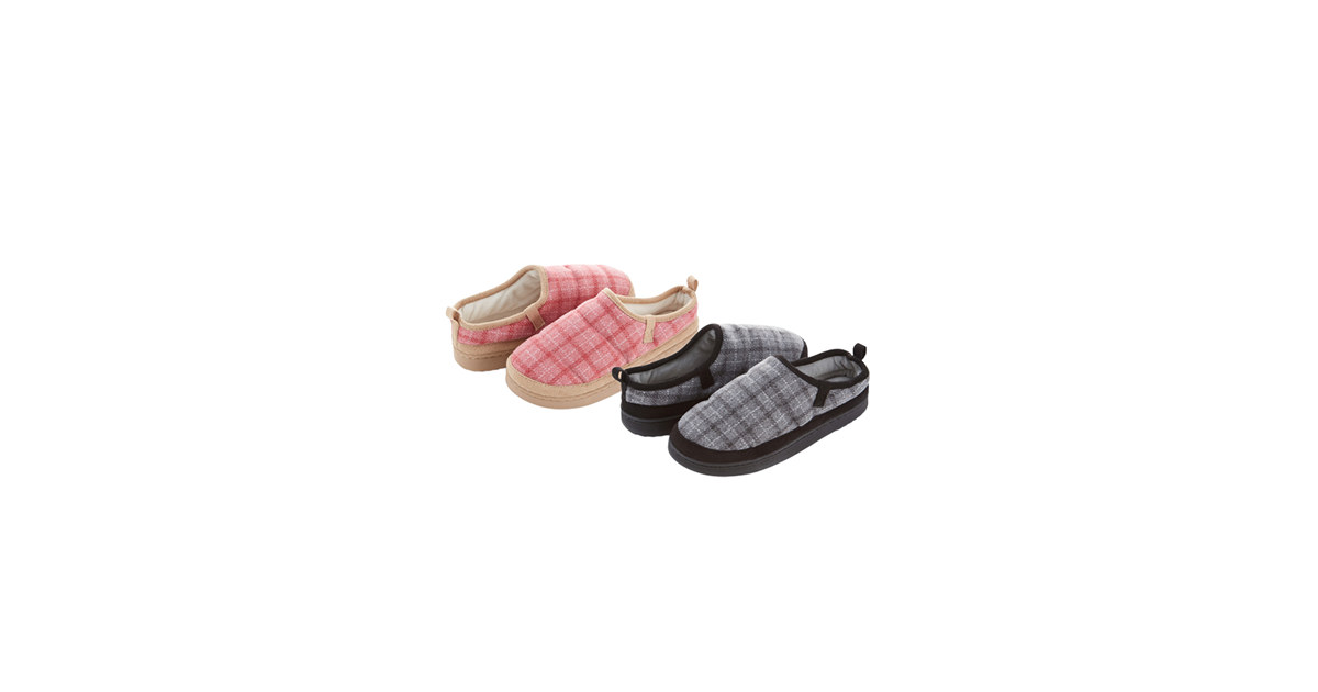 Floopi Womens Detailed Plaid Clog Slipper
