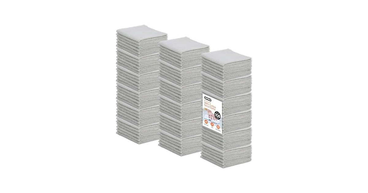 Superio Cotton Terry Washcloths Grey Towels