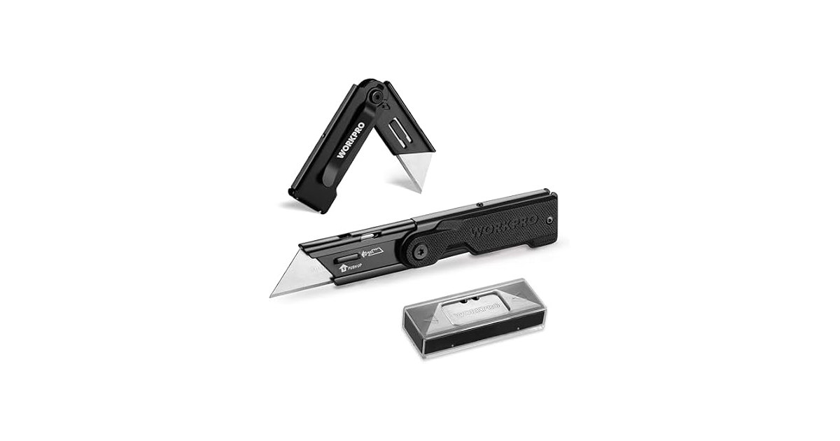 WORKPRO Folding Utility Knife, Black