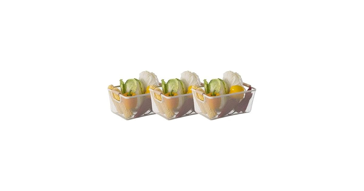Basicwise Set of 3 Small Multipurpose Metal Mesh Basket