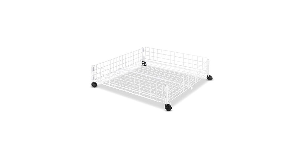 Whitmor Rolling White Wire Underbed Cart