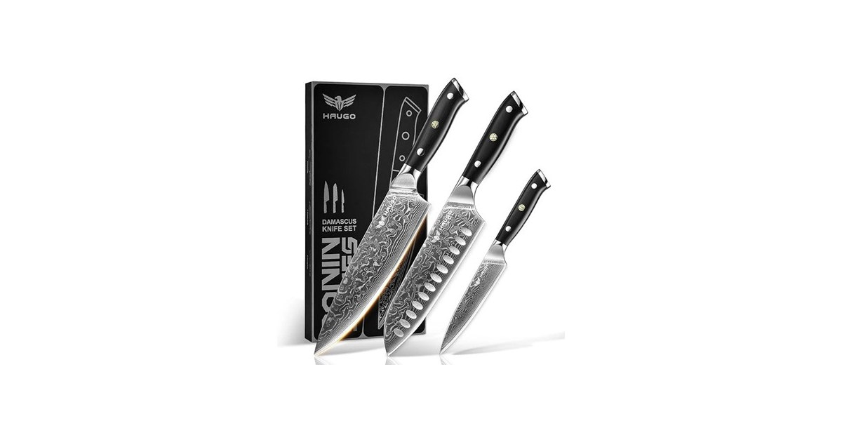 Haugo 3-Pc Damascus Chef Knife Set