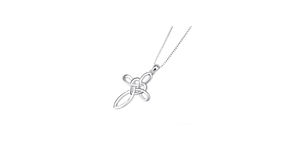 White Gold Plated Celtic Cross Necklace