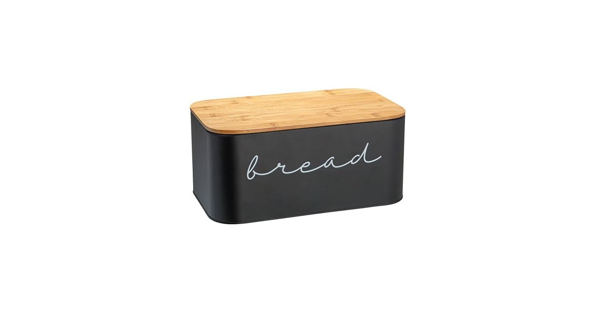 Bloomingville Metal "bread" Bin with Bamboo Lid, Black