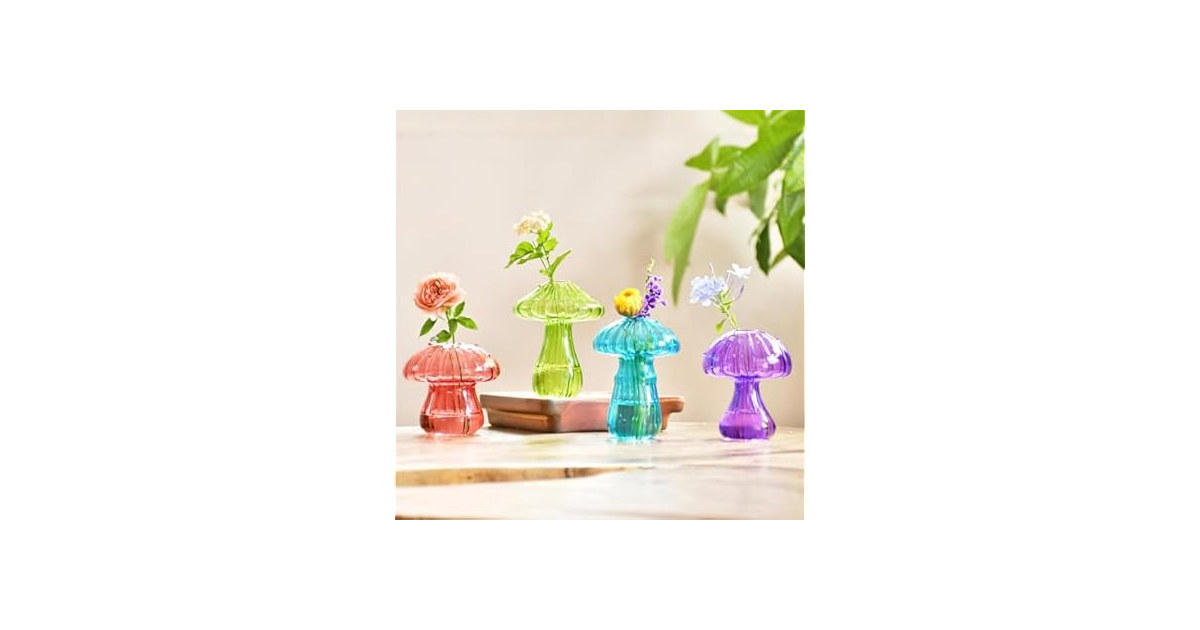 4 Pack Mushroom Glass Plant Terrarium