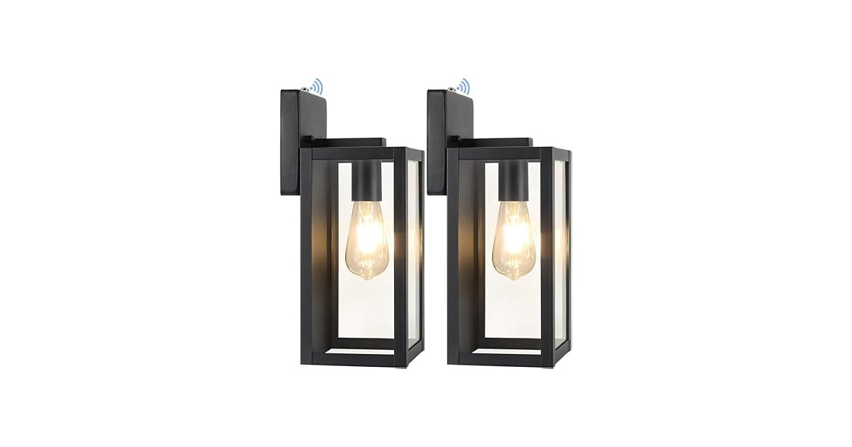 BesLowe usk to Dawn Outdoor Wall Lights, Black