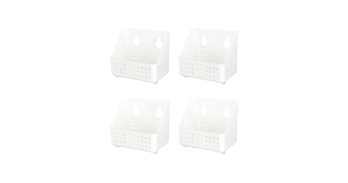 Cetomo Plastic Hanging Baskets with Hole White, 4 Pack