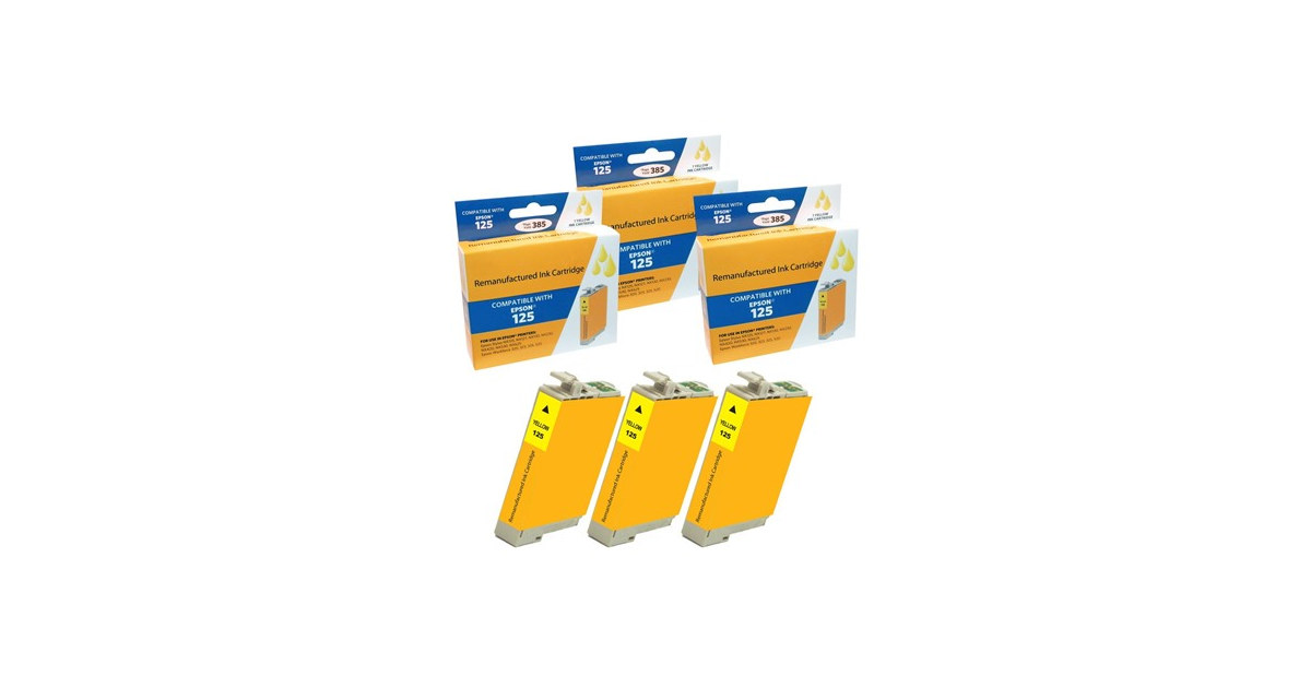 Compatible Epson 125 Yellow Ink Cartridge (3 Pack)