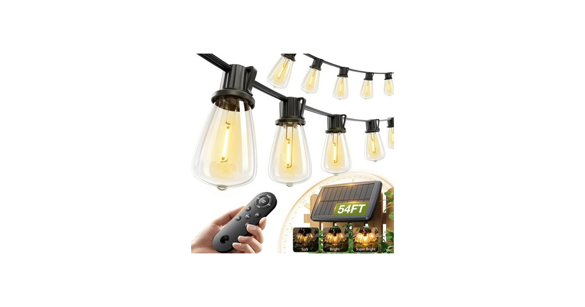 Hakol 54FT(48+6) Solar String Lights Outdoor