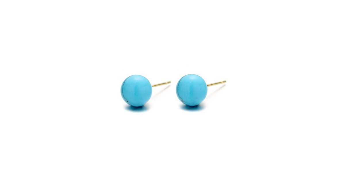 14k Gold Turquoise Ball Studs