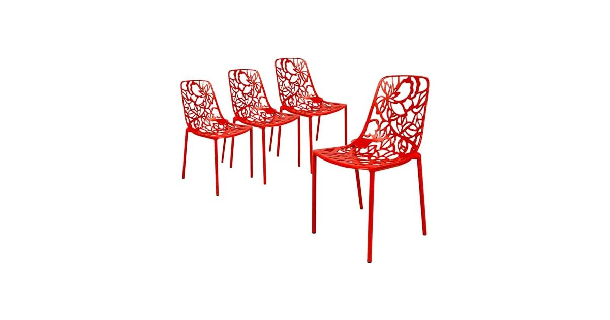 LeisureMod Devon Patio Dining Chair, Set of 4