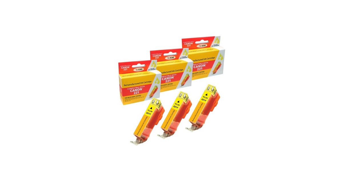 Compatible Canon CLI-221 Yellow Ink Cartridge Combo Pack. (3 Pack)