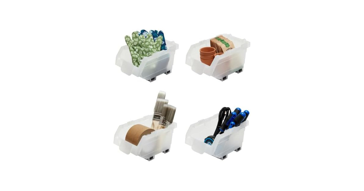 Clearly Stacking Bin, 4 Pack