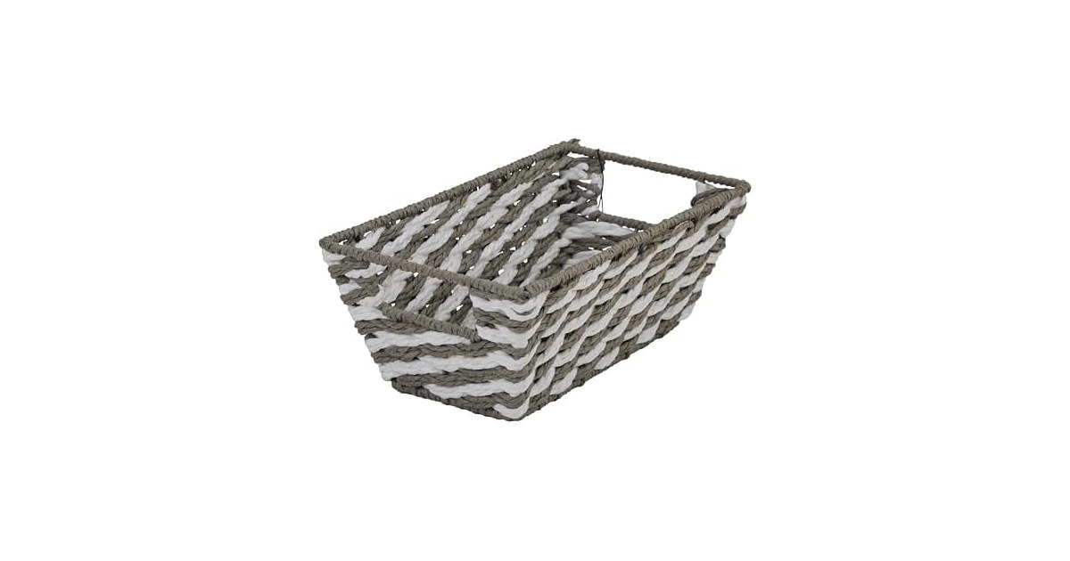 Simplify Small Striped Woven Basket in Gray