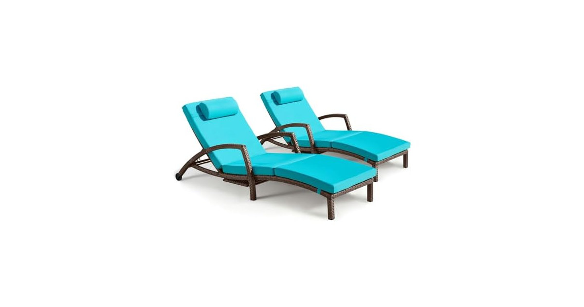zzwhom Chaise Lounge Chairs Outdoor Set of 2