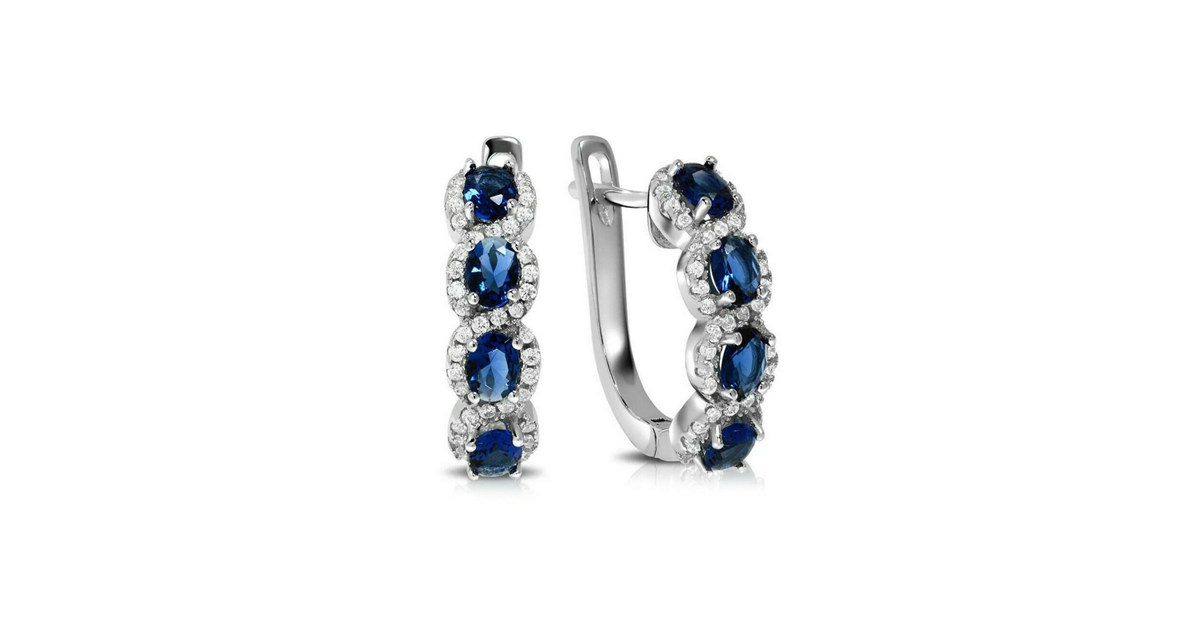 Sapphire Huggie Halo Earrings