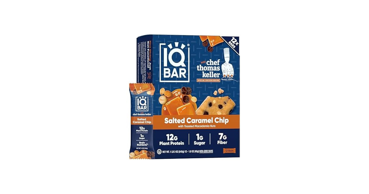 (24-Pack) IQBAR Plant Protein Bars: Salted Caramel