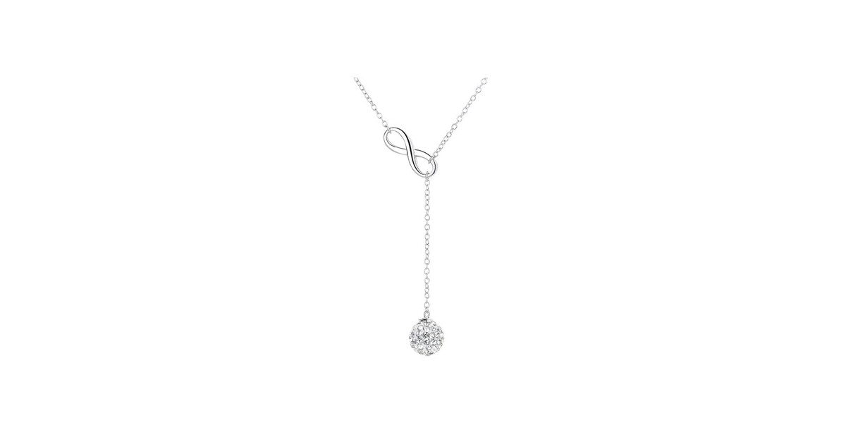 18K White Gold Ball Drop Necklace