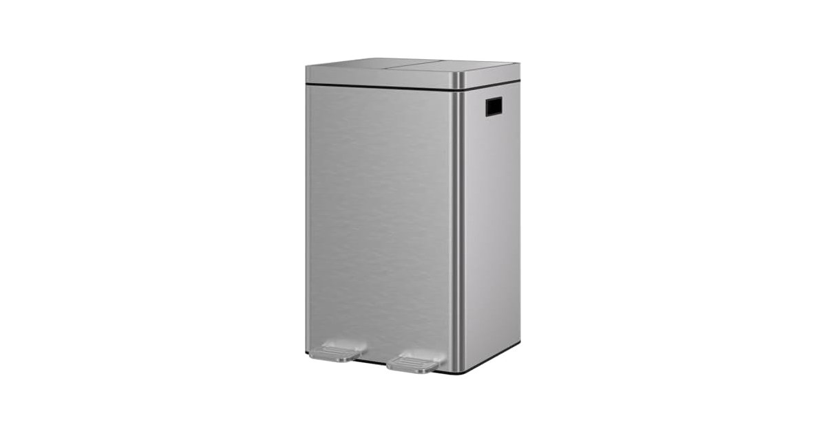 Takywep Dual Compartment Garbage Can, 2×8 Gallon